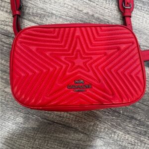 Coach Vibrant Red Star Quilted Crossbody Bag